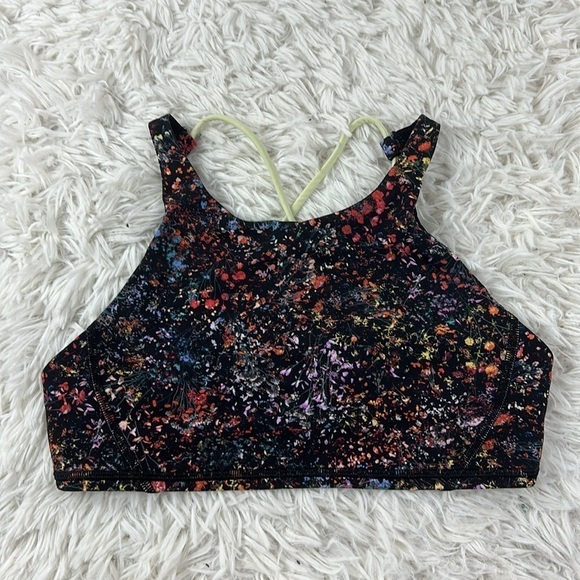 Lululemon Free To Be Bra *High Neck Flowerescent Multi / Lemon Ice - Picture 1 of 3
